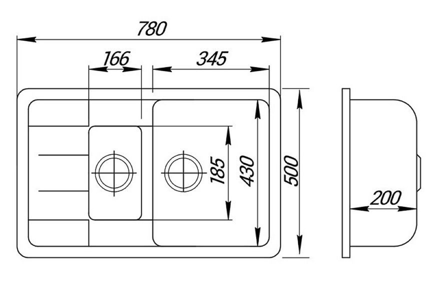 Кухонная мойка с дополнительной чашей LIDZ 780x495/200 STO-10 (LIDZSTO10780495200) - LIDZSTO10780495200