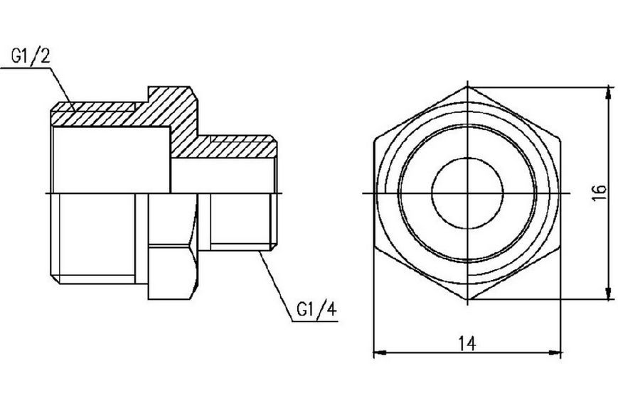 Ніпель латунний SD Forte 1/2"х1/4" редукційний нікельований SF359156