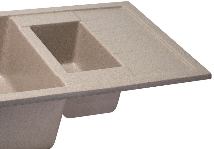 Кухонная мойка с дополнительной чашей QTAP CS 7648 Beige (QT7648BEI551) - QT7648BEI551