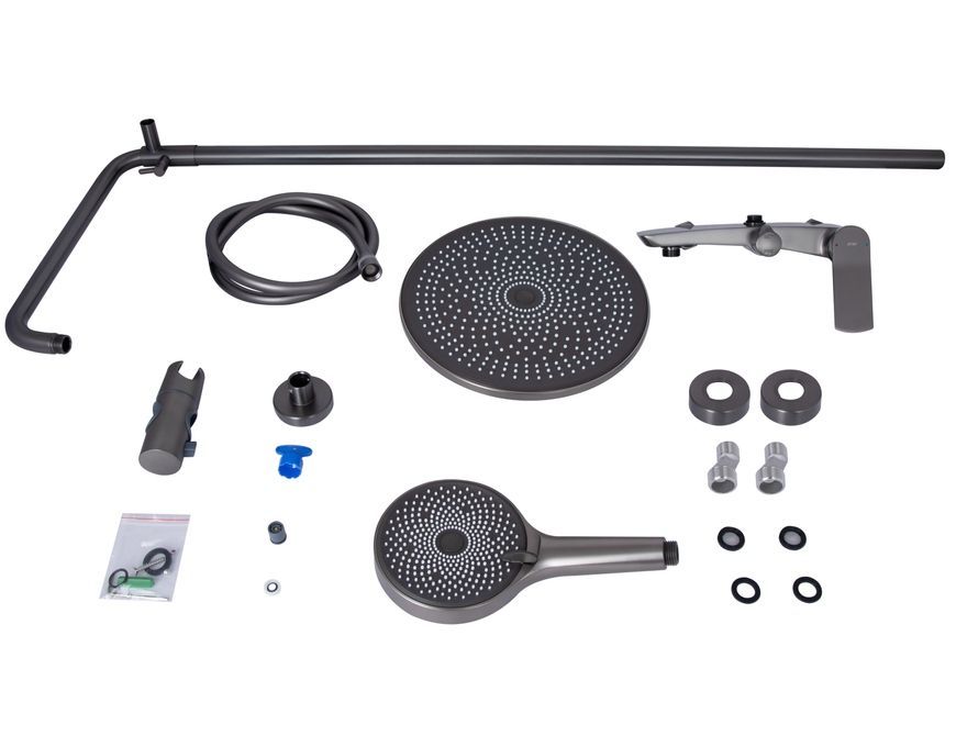 Душова система Qtap Slavonice на два споживача Gunmetal Black PVD QTSLA110GMB45913 - QTSLA110GMB45913