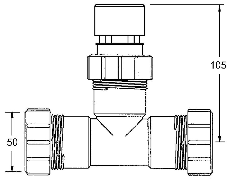Воздухоотводчик канализационный (аэрационный клапан) McALPINE 50х50 мм с гайками (компрессионное соединение) VP50T