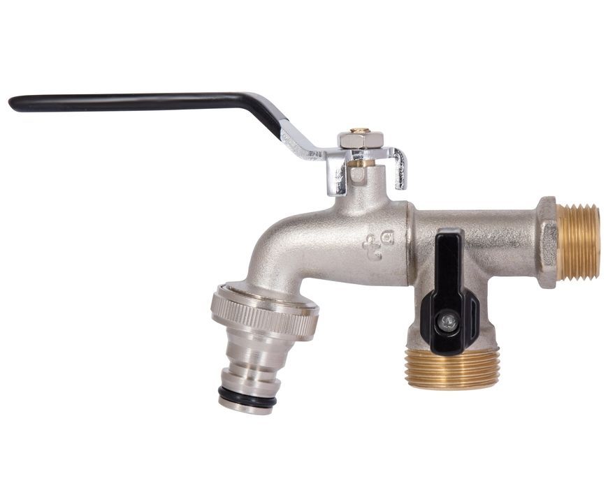 Кран поливочный Thermo Alliance Standart шаровой 1/2" НР х 3/4" НР 2 выхода усиленный SD141W15