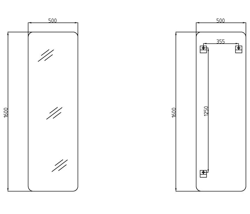 Зеркало напольное/настенное Qtap Gemini GE1 500&times;1600 мм, прямоугольное Black QTGE50160049283