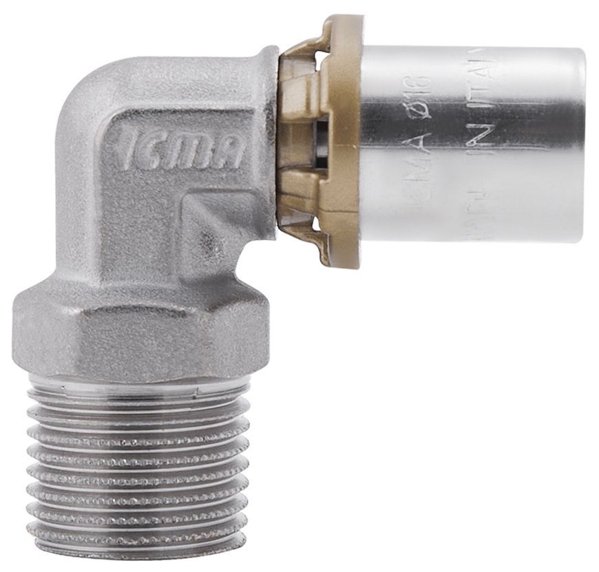 Уголок пресс-фитинг ICMA 16х1/2" НР №404 81404ADGH06 - 81404ADGH06