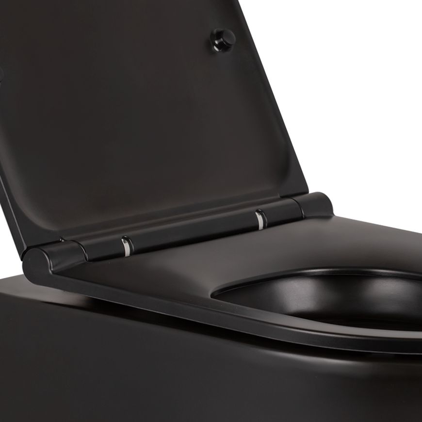 Унитаз подвесной QTAP Robin безободковый черный с сиденьем Soft-close QT13332141ERMB - QT13332141ERMB