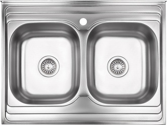 Кухонная мойка LIDZ 6080 Decor двойная 0,8 мм (175) - LIDZ6080DEC08