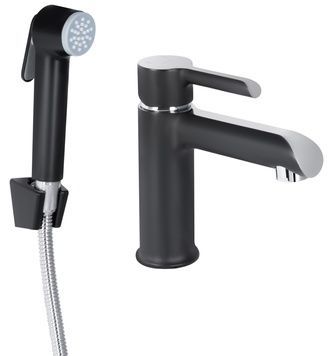 Змішувач для раковини Qtap Grand з гігієнічним душем Chrome/Black QTGRA272CRB45672 - QTGRA272CRB45672