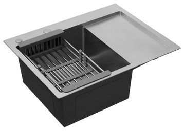 Кухонна мийка Kroner KRP Geb&uuml;rstet 6350LHM 3,0/1,0 мм CV031320 Geburstet-6350LHM - Geburstet-6350LHM