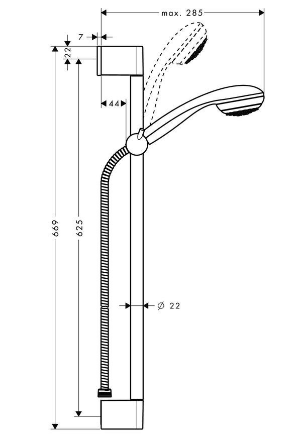 Душевой набор HANSGROHE CROMETTA 85 Mono 65 см хром 27728000 - 27728000