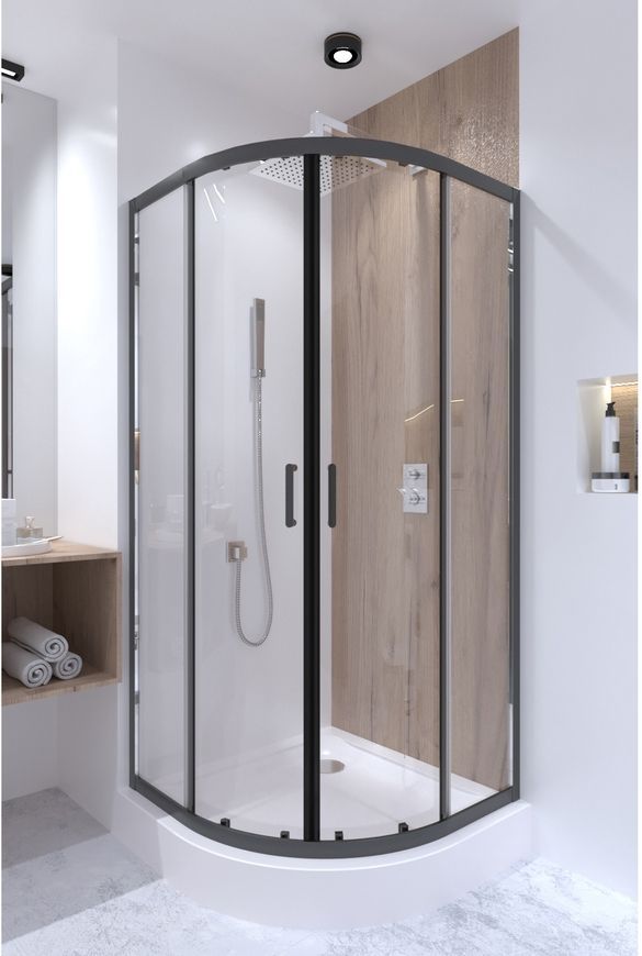 Душова кабіна QTAP TAURUS BLA1099AC6, півколо, 90x90, скло 6 мм Clear, розсувні, без піддона - TAUBLA1099AC6