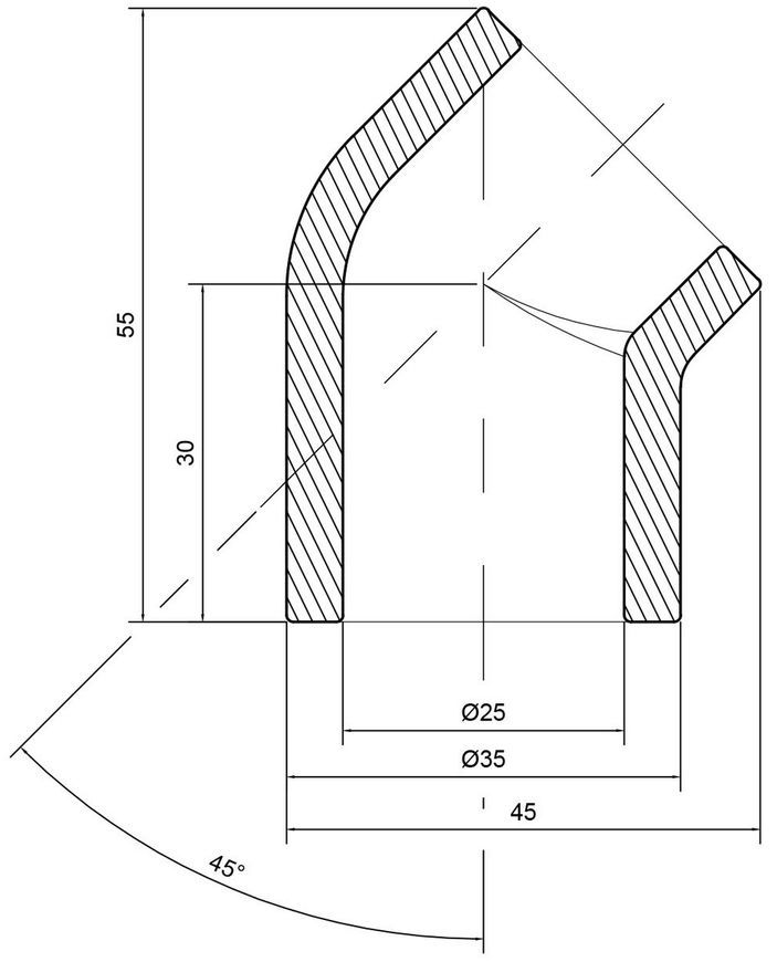 Кутик PPR ALFA PLAST 25, 45&deg; APEL4525XXX - APEL4525XXX