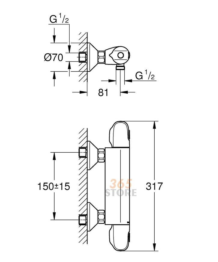 Смеситель для душа термостатический GROHE Grohtherm 1000 34143003 - 34143003
