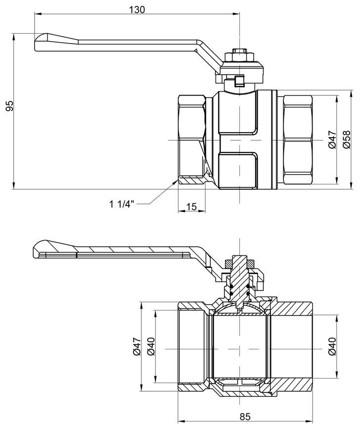 Кран шаровой ICMA 1" 1/4 прямой PN30 №350 87350AG11 - 87350AG11