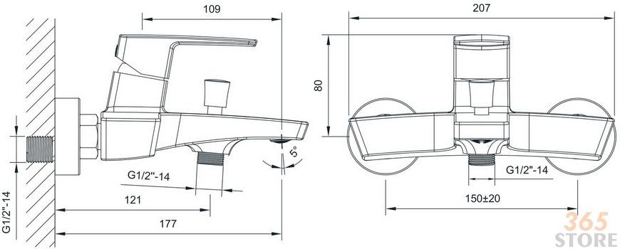 Смеситель для ванны IMPRESE GRAFIKY ZMK061901040 хром, 35 мм - ZMK061901040