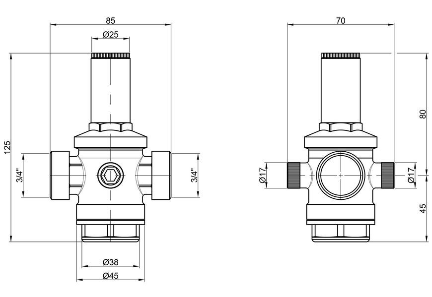 Редуктор тиску води Icma 3/4"х3/4" ВР 1&divide;6 бар №246 91246AE05 - 91246AE05