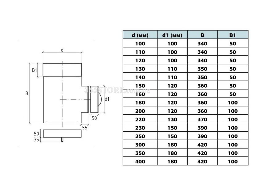 Ревизия дымоходная ВЕНТ УСТРИЙ из нержавеющей стали Ø220, 0,8 мм - VU-R-N-D220-0,8