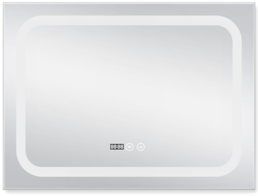 Зеркало QTAP Mideya 800х600 (DC-F906) с LED-подсветкой, антизапотеванием, часами, сенсорным выключателем QT2078F906W