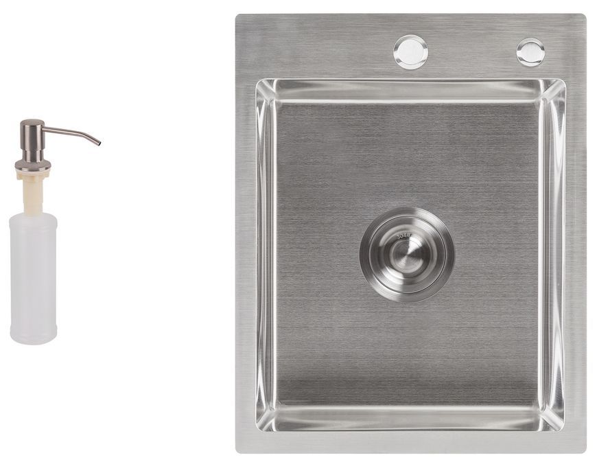 Кухонная мойка LIDZ Handmade H4050 Brushed Steel 3,0/1,0 дозатор, корзина LDH4050BRU3925847516 - LDH4050BRU3925847516