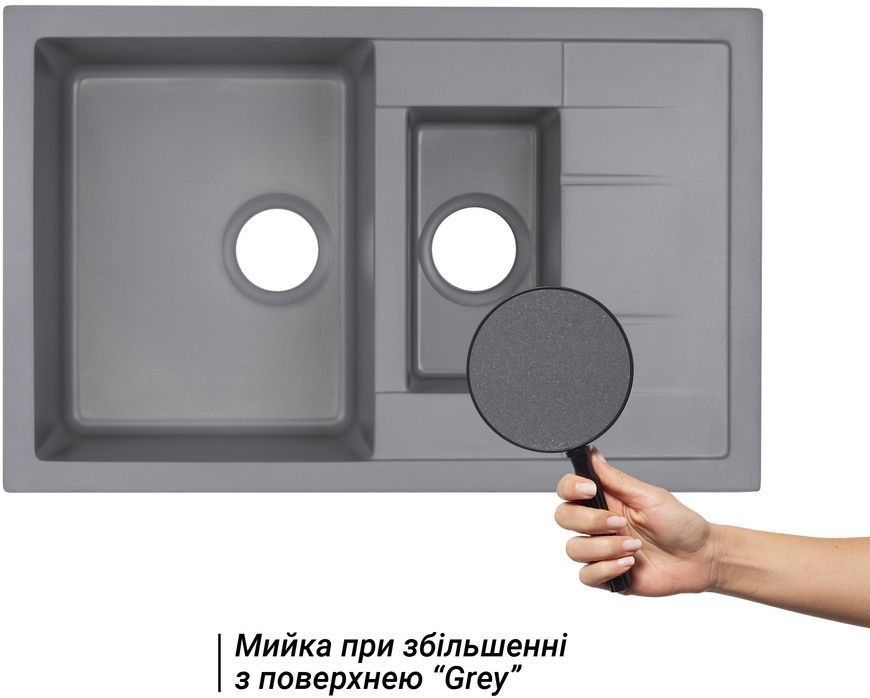 Кухонная мойка с дополнительной чашей QTAP CS 7648 Grey (QT7648GRE471) - QT7648GRE471
