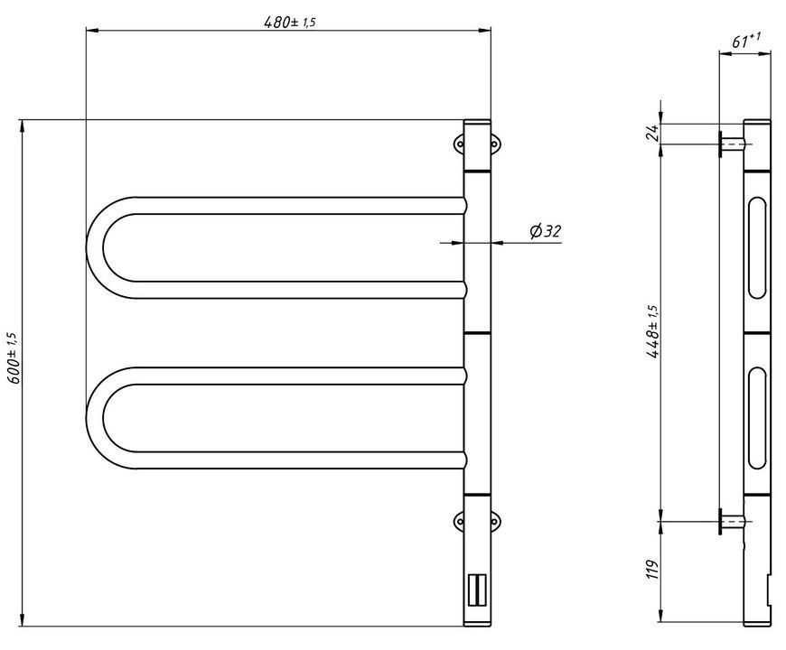 Полотенцесушитель электрический NAVIN Fouette 480х600 Sensor поворотный 10-012033-4860 хром - 10-012033-4860