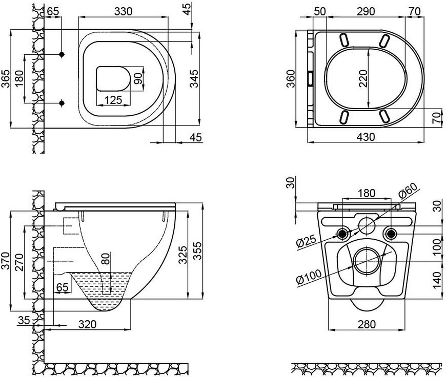 Унитаз подвесной QTAP Robin безободковый с сиденьем Soft-close QT1333046ERW - QT1333046ERW