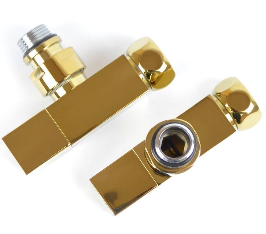 Кран для полотенцесушителя угловой NAVIN Raftec Quadro 1/2"х1/2", 2 шт. 25-433430-5012 золото - 25-433430-5012