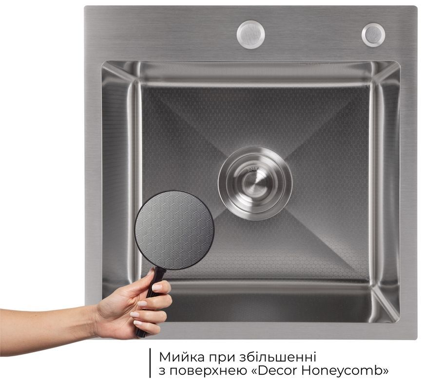 Кухонна мийка інтегрована Lidz Handmade H4545H Decor Honeycomb 2,5/0,5 мм LDH4545HDEC49437 - LDH4545HDEC49437