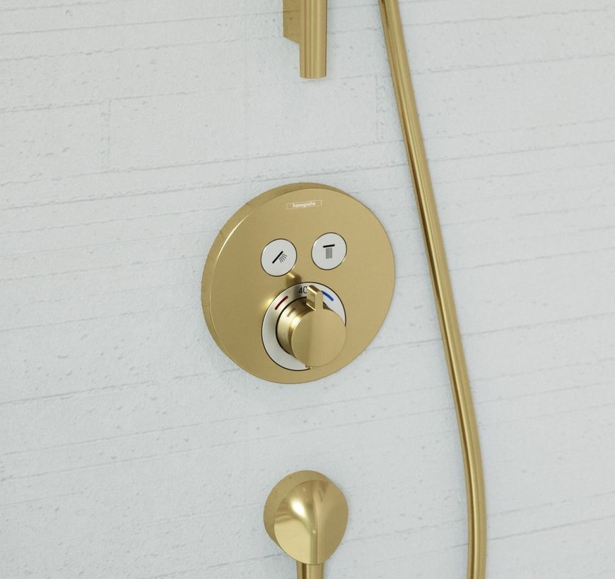 Термостат скрытого монтажа HANSGROHE ShowerSelect S на 2 функции Polished Gold Optic 15743990 золото - 15743990