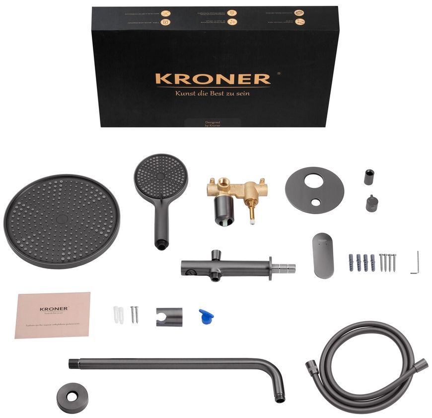 Душова система прихованого монтажу Kroner Element 211335A-5301 на 3 споживача, з виливом, латунь, графіт CV036005 - Element 211335A-5301