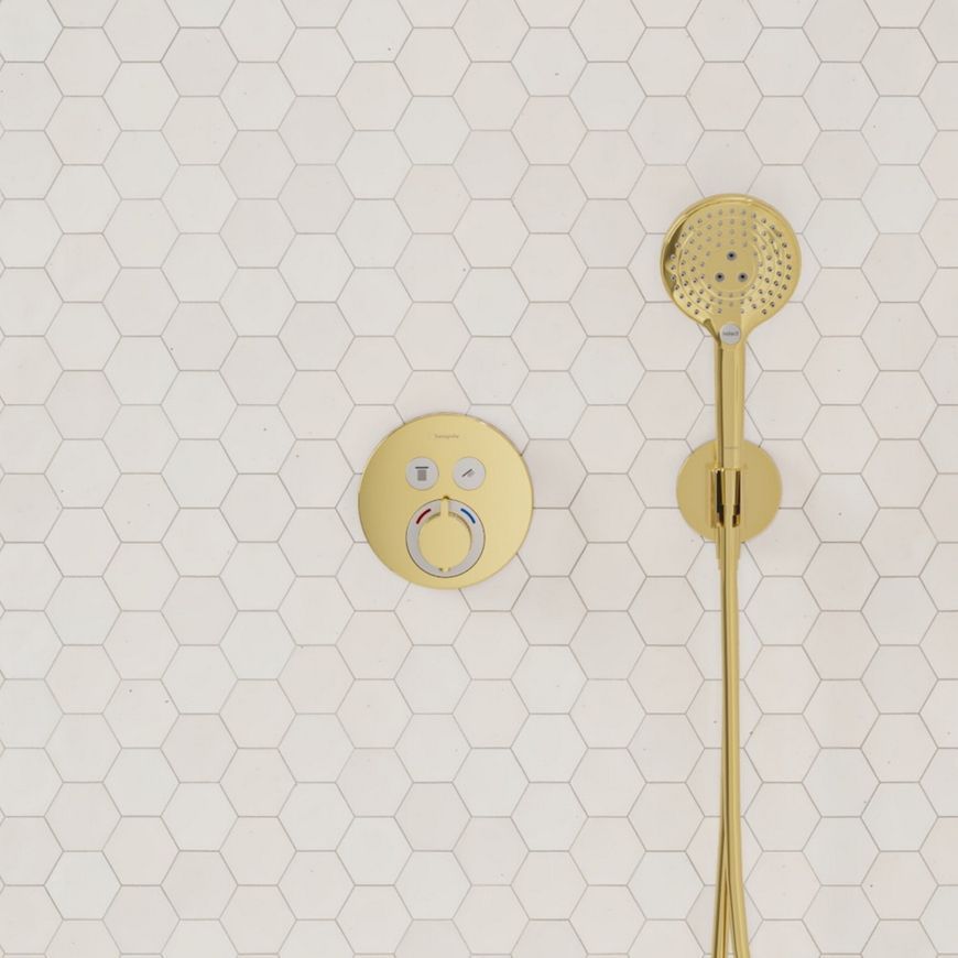 Термостат скрытого монтажа HANSGROHE ShowerSelect S на 2 функции Polished Gold Optic 15743990 золото - 15743990