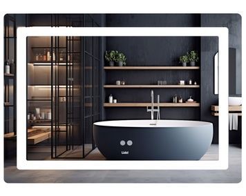 Дзеркало Lidz Kubis KU2 1000х800 мм з LED-підсвічуванням Touch, з антизапотіванням, з димером, рег. яскравості LD78LF6141008048450