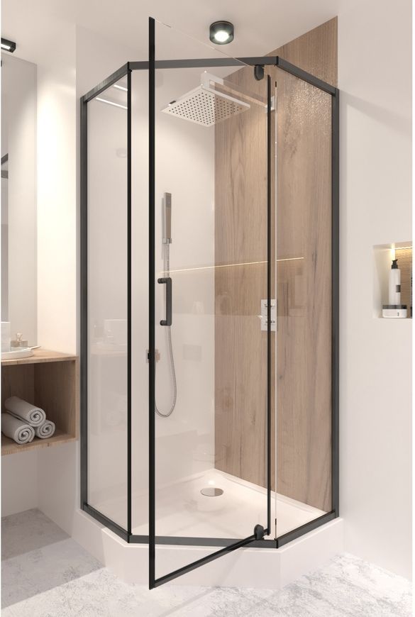Душова кабіна QTAP SCORPIO BLA10995-AC6, п'ятикут., 90x90, скло 6 мм Clear, розпаш., без піддона - SCOBLA10995AC6