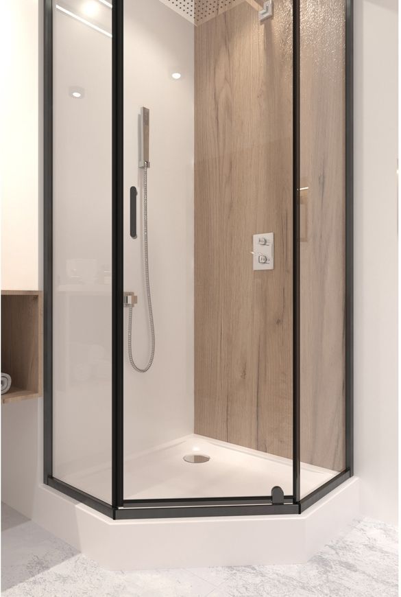 Душова кабіна QTAP SCORPIO BLA10995-AC6, п'ятикут., 90x90, скло 6 мм Clear, розпаш., без піддона - SCOBLA10995AC6