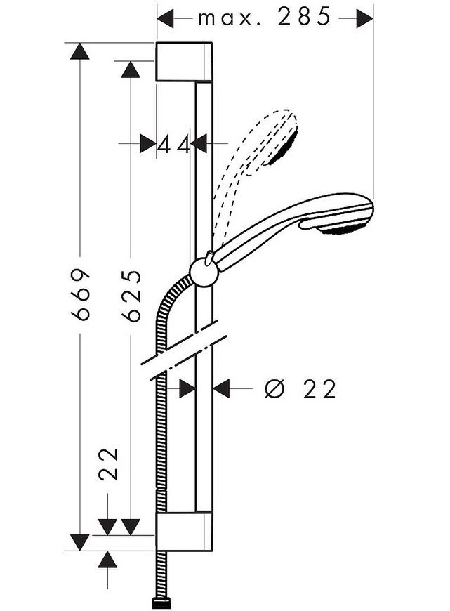 Душевой набор HANSGROHE CROMETTA 85 Vario 65 см хром 27763000 - 27763000