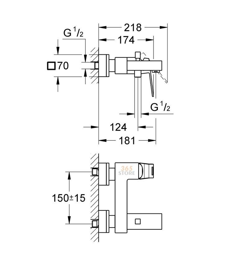 Смеситель для ванны GROHE Eurocube 23140000 - 23140000