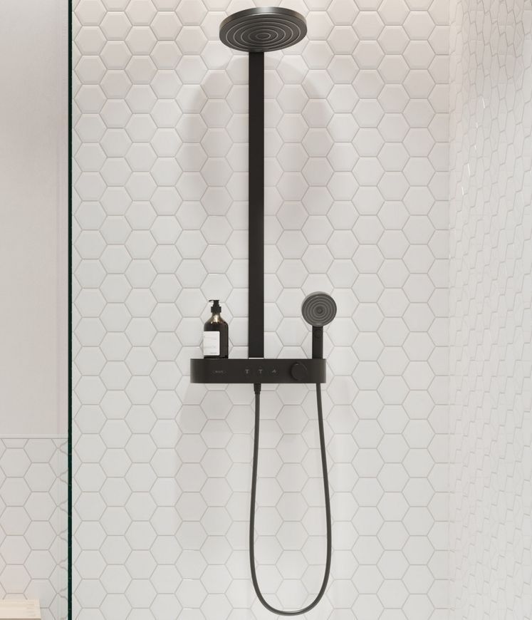 Душова система HANSGROHE Pulsify S Showerpipe 260 2jet EcoSmart з термостатом Matt Black 24241670 чорна матова - 24241670