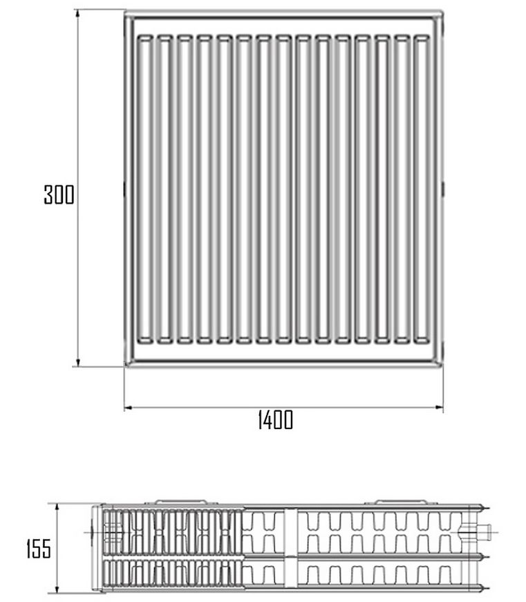 Радиатор стальной IMAS 33 (300x1400) мм боковое подключение I333001400K - I333001400K