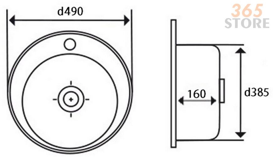 Кухонная мойка IMPERIAL 490-A Satin 0,6 мм (IMP490A06SAT160) - IMP490A06SAT160