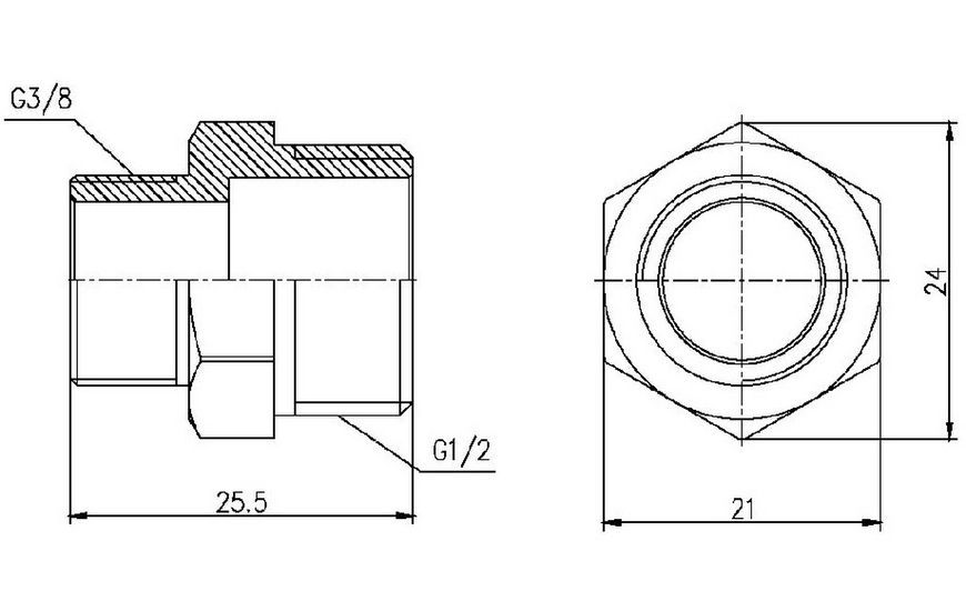 Ніпель латунний SD Forte 1/2"х3/8" редукційний нікельований SF359159