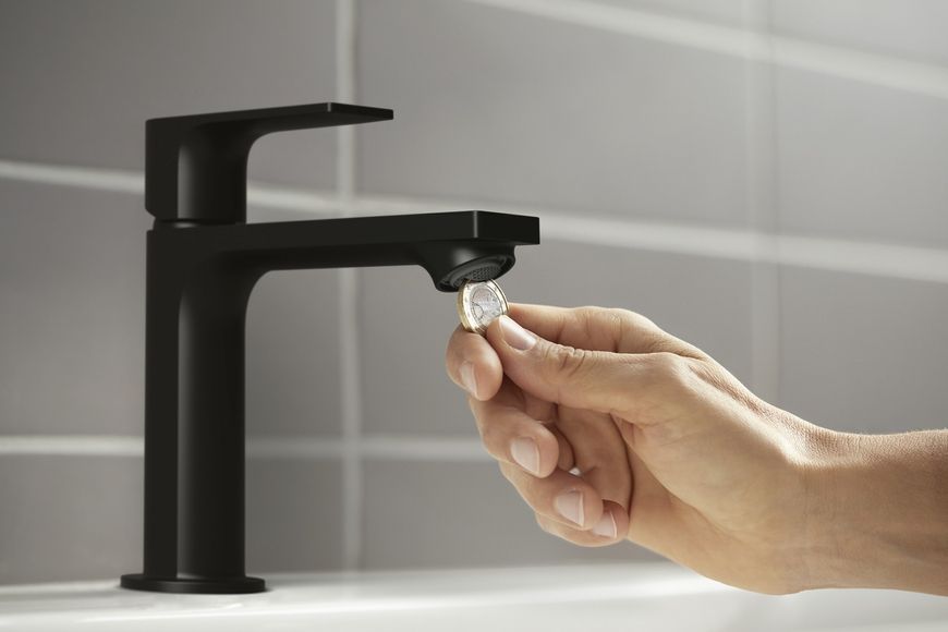 Змішувач для раковини HANSGROHE Rebris E 110 CoolStart EcoSmart+ чорний матовий 72589670 з донним клапаном - 72589670
