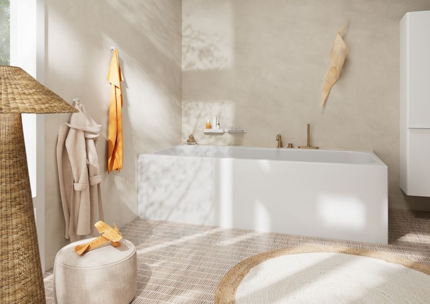 Смеситель для ванны HANSGROHE Tecturis S на 3 отверстия с sBox Brushed Bronze 73447140 бронза - 73447140