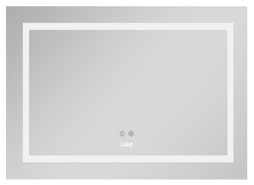 Дзеркало Lidz Kubis KU1 800х600 мм з LED-підсвічуванням Touch, з антизапотіванням, з димером, рег. яскравості LD78LF9047400