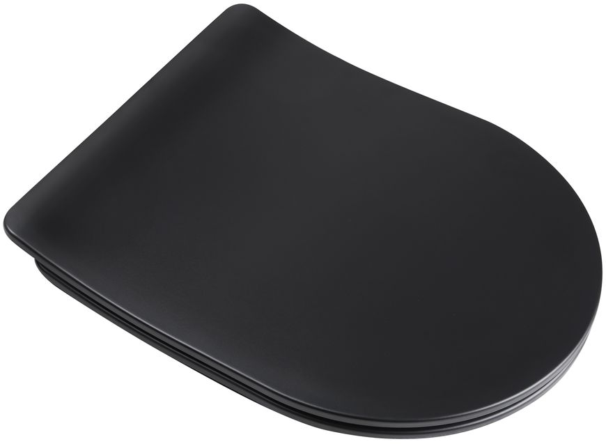 Унітаз підвісний QTAP Robin безобідковий чорний з сидінням Soft-close QT1333046ERMB - QT1333046ERMB