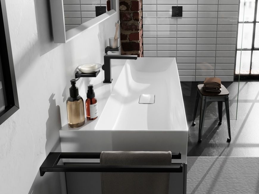 Полотенцедержатель двойной HANSGROHE AddStoris Matt Black 41770670 черный матовый