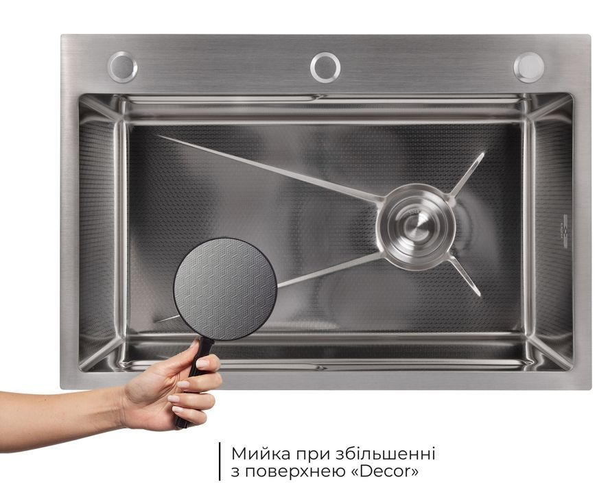 Кухонна мийка інтегрована Lidz Handmade H6845H Decor Honeycomb 3,0/1,0 мм LDH6845HDEC49444 - LDH6845HDEC49444