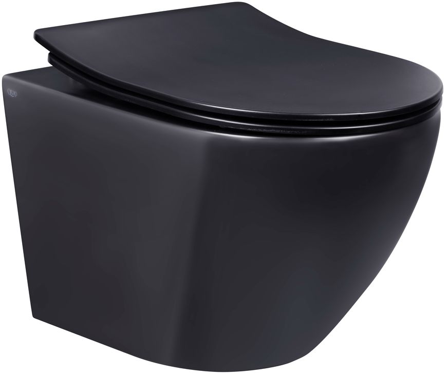 Унитаз подвесной QTAP Robin безободковый черный с сиденьем Soft-close QT1333046ERMB - QT1333046ERMB
