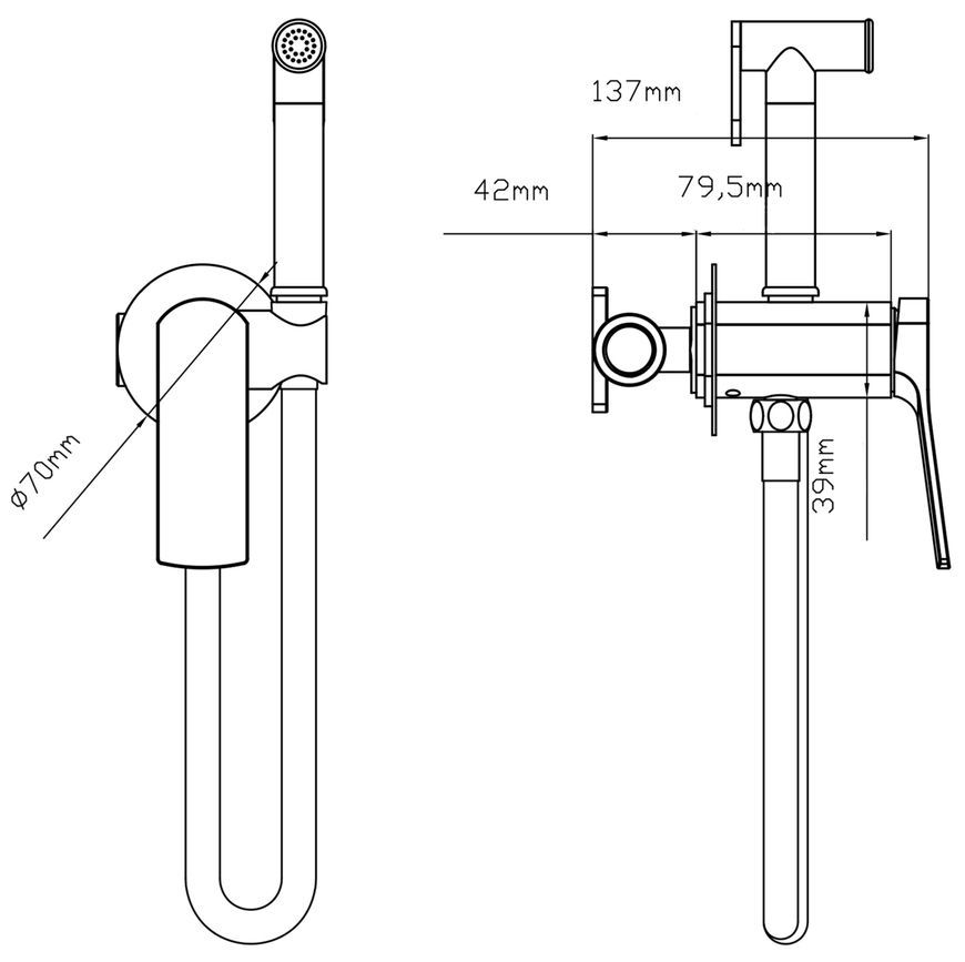 Змішувач для гігієнічного душу Qtap Slavonice Gunmetal Black PVD QTSLA262GMB45916 - QTSLA262GMB45916