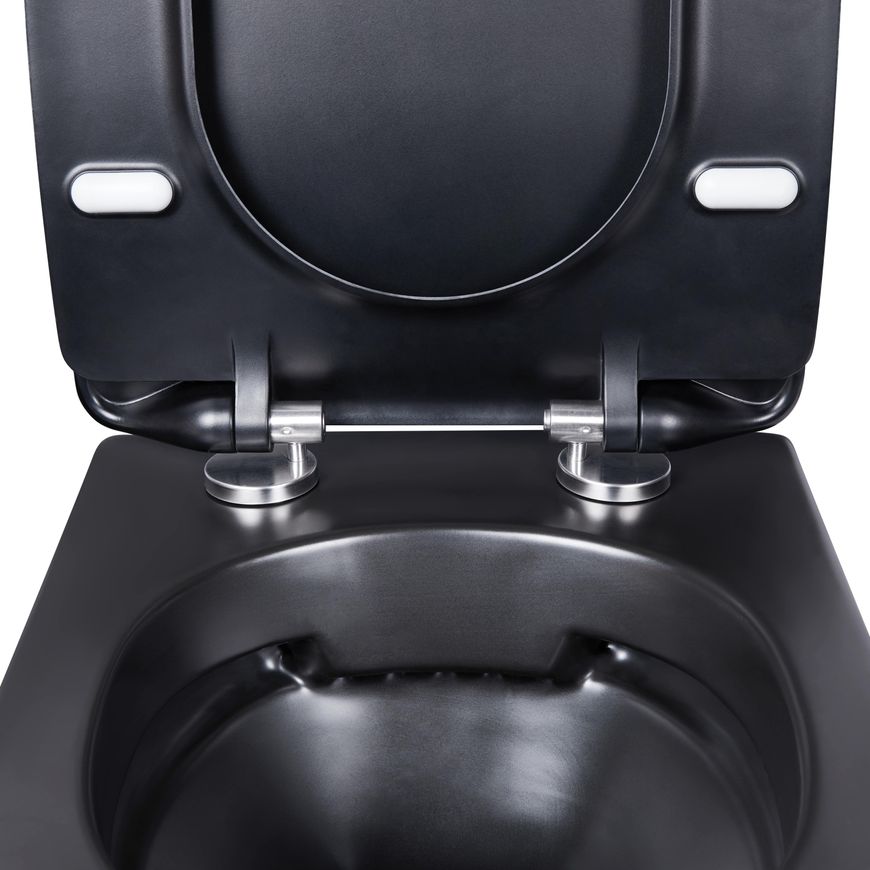 Унитаз подвесной QTAP Robin безободковый черный с сиденьем Soft-close QT1333046ERMB - QT1333046ERMB