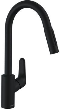 Змішувач для кухонної мийки HANSGROHE Focus 240 2jet з висувним виливом Matt Black 31815670 чорний матовий - 31815670