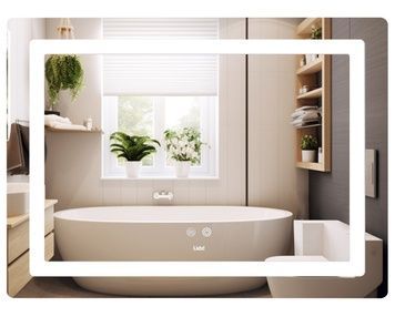 Дзеркало Lidz Kubis KU2 900х700 мм з LED-підсвічуванням Touch, з антизапотіванням, з димером, рег. яскравості LD78LF904907048452